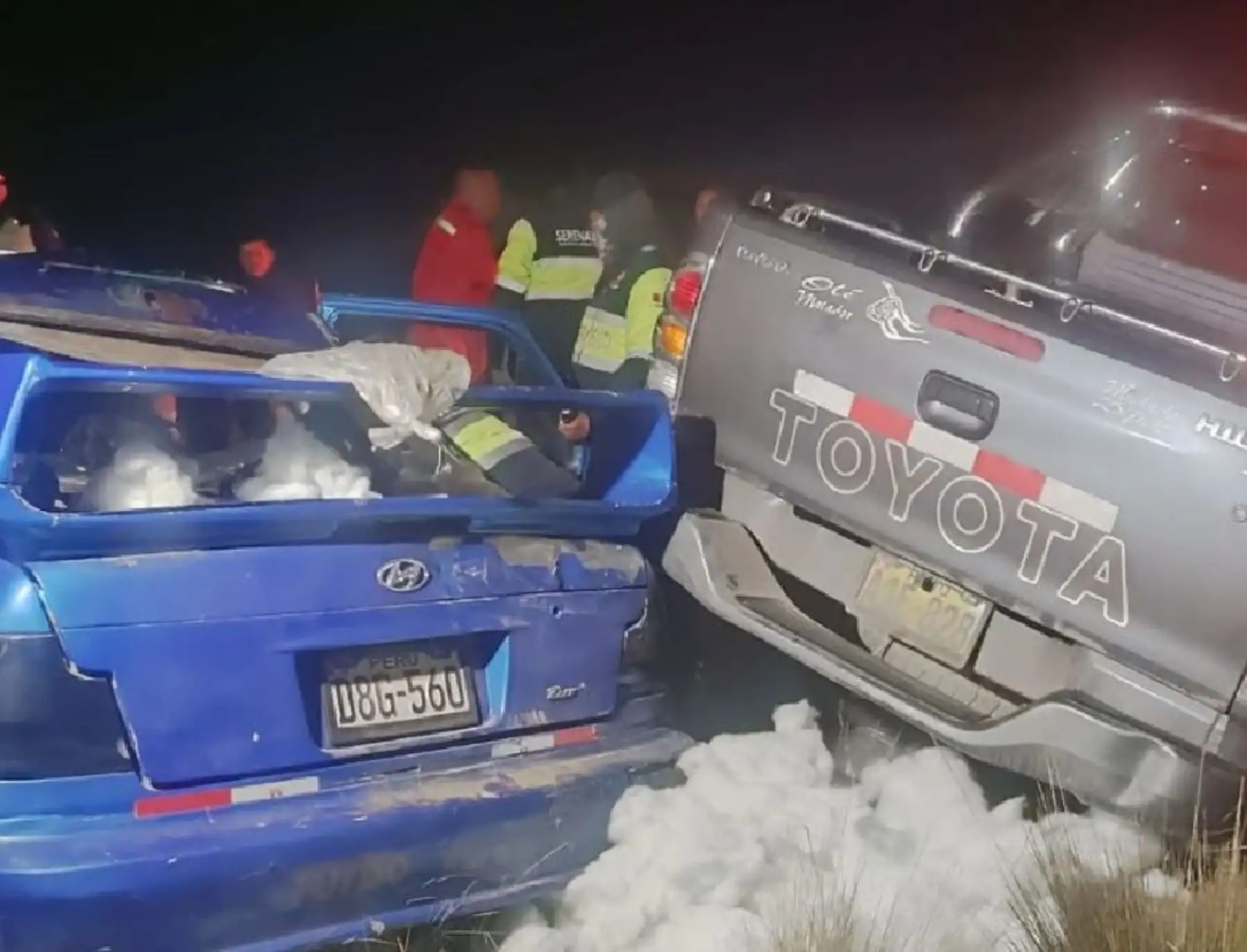 Tres fallecidos y siete heridos graves dejó el choque frontal de dos vehículos en la carretera Central, en el tramo La Oroya - Pasco. ANDINA/Difusión