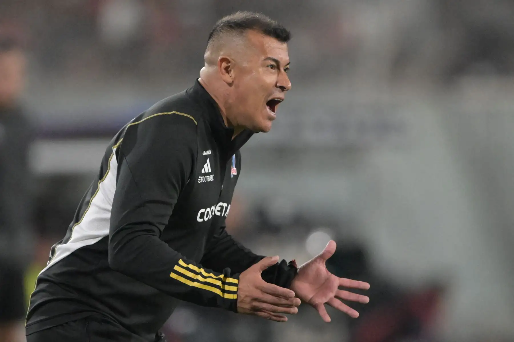 El entrenador argentino de Colo-Colo, Jorge Almirón, hace gestos durante el partido de fútbol de ida de la fase de grupos de la Copa Libertadores entre Colo Colo de Chile y Alianza Lima de Perú en el Estadio Monumental de Santiago.
Foto: AFP
