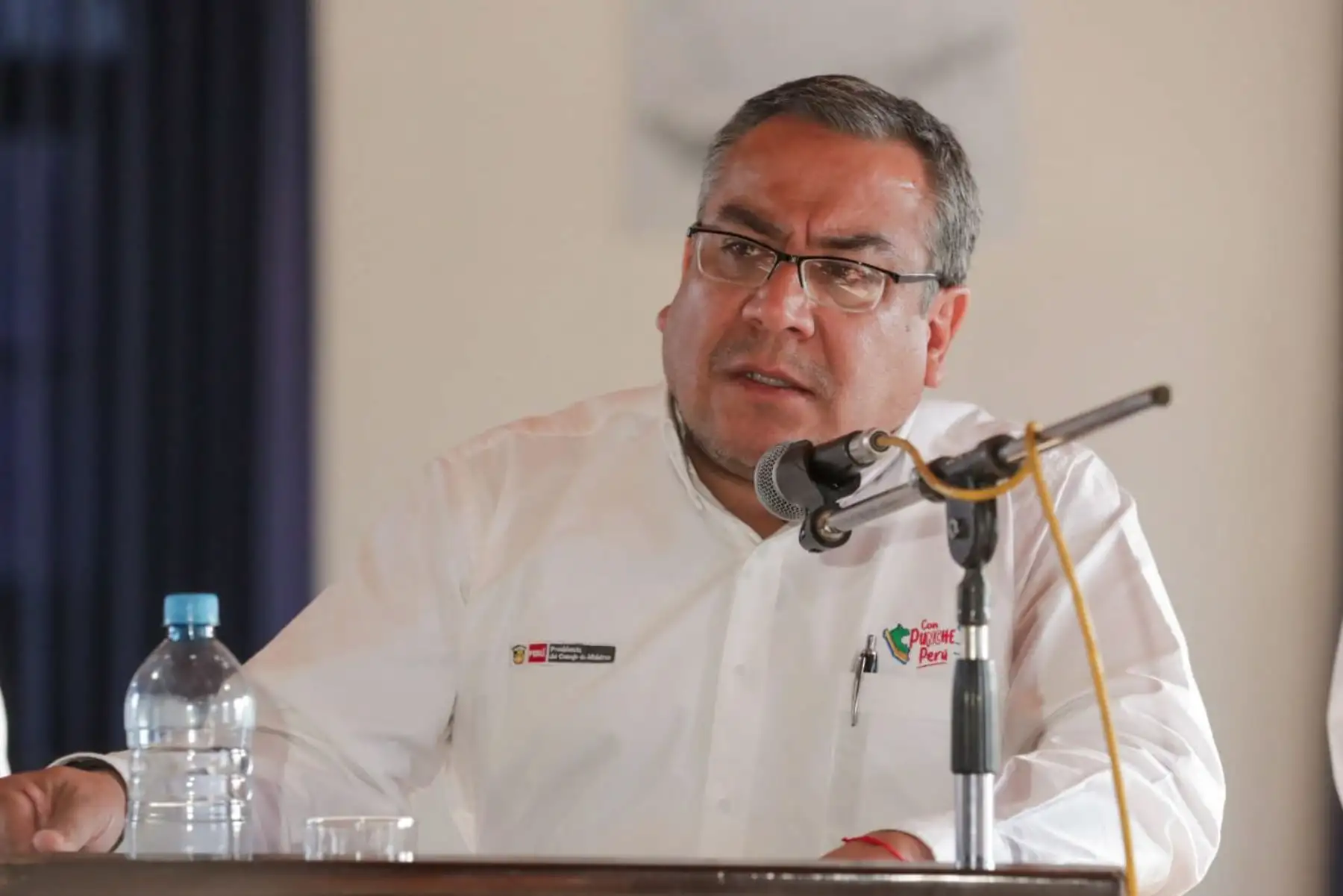 El presidente del Consejo de Ministros, Gustavo Adrianzén  informó a los medios de comunicación el resultado de la jornada de trabajo intergubernamental en Arequipa.
Foto: PCM