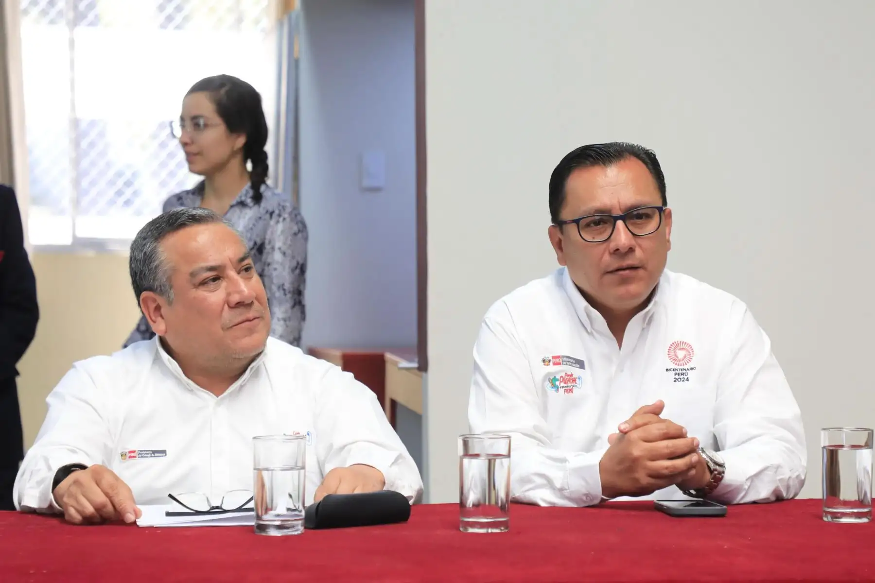El presidente del Consejo de Ministros, Gustavo Adrianzén  informó a los medios de comunicación el resultado de la jornada de trabajo intergubernamental en Arequipa.
Foto: PCM