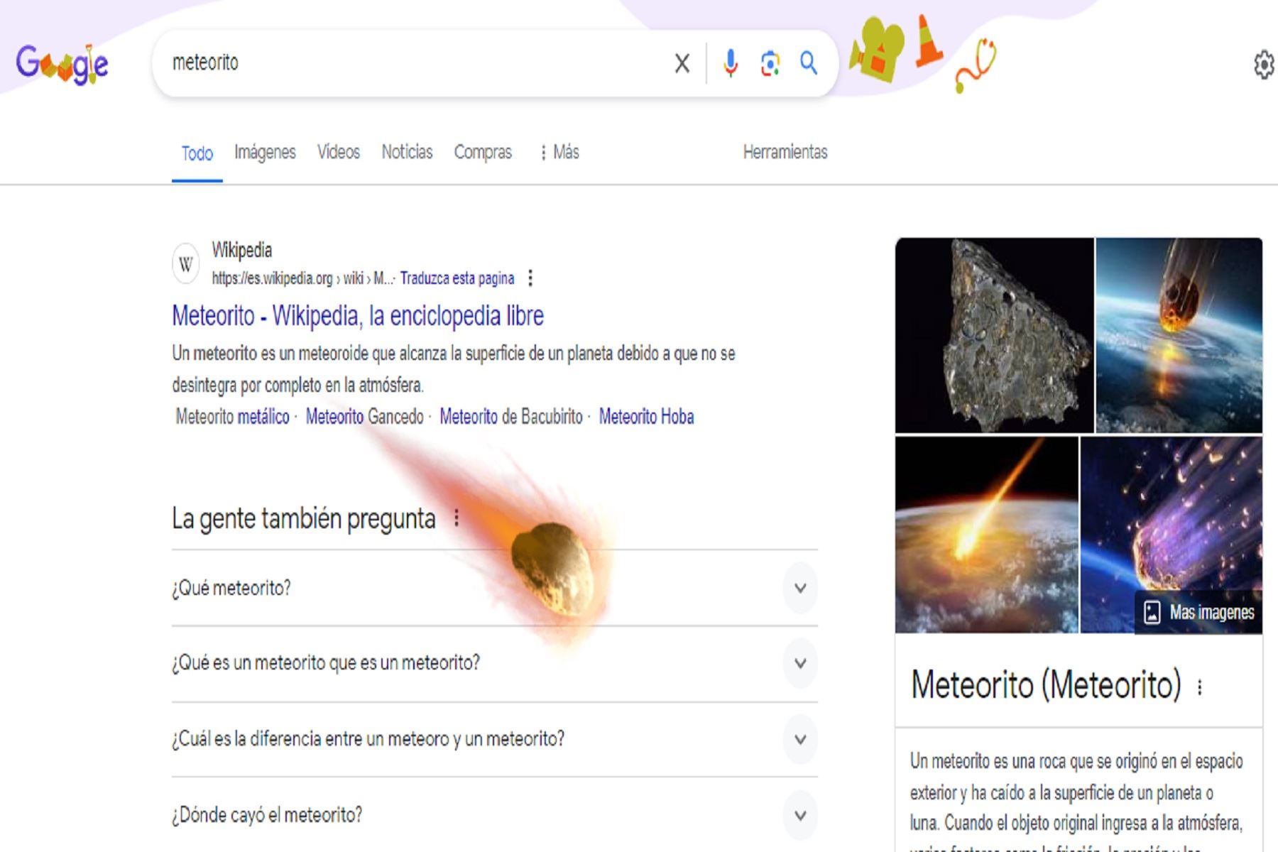 Type the word “meteorite” into Google and discover an incredible animation |  News