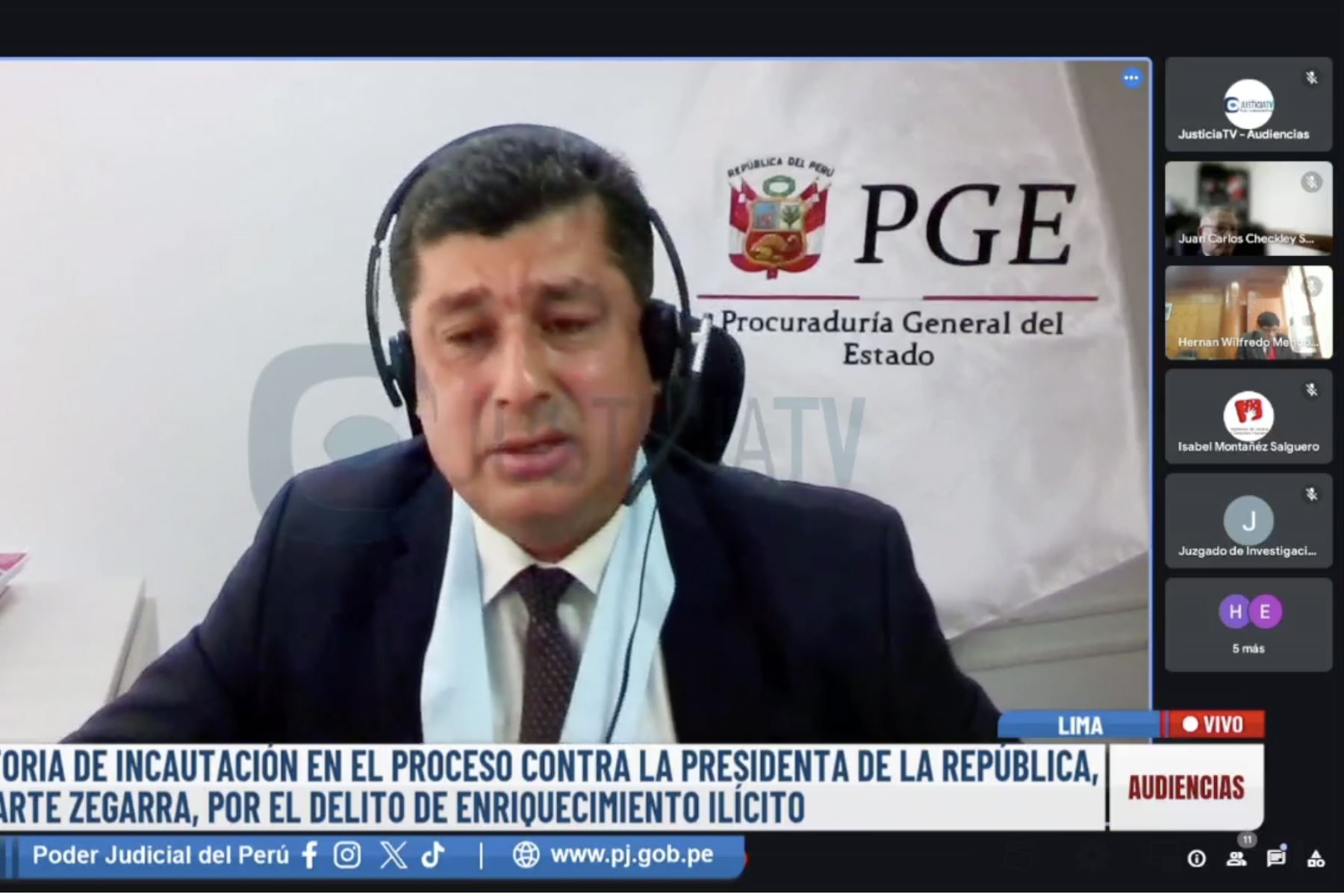 Miltron Vílchez, representante de la Procuraduría General, en diligencia judicial. Captura TV