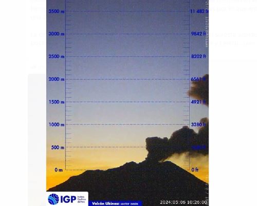 IGP advierte emisión continua de cenizas en el volcán Ubinas, ubicado en Moquegua, desde la madrugada de hoy.