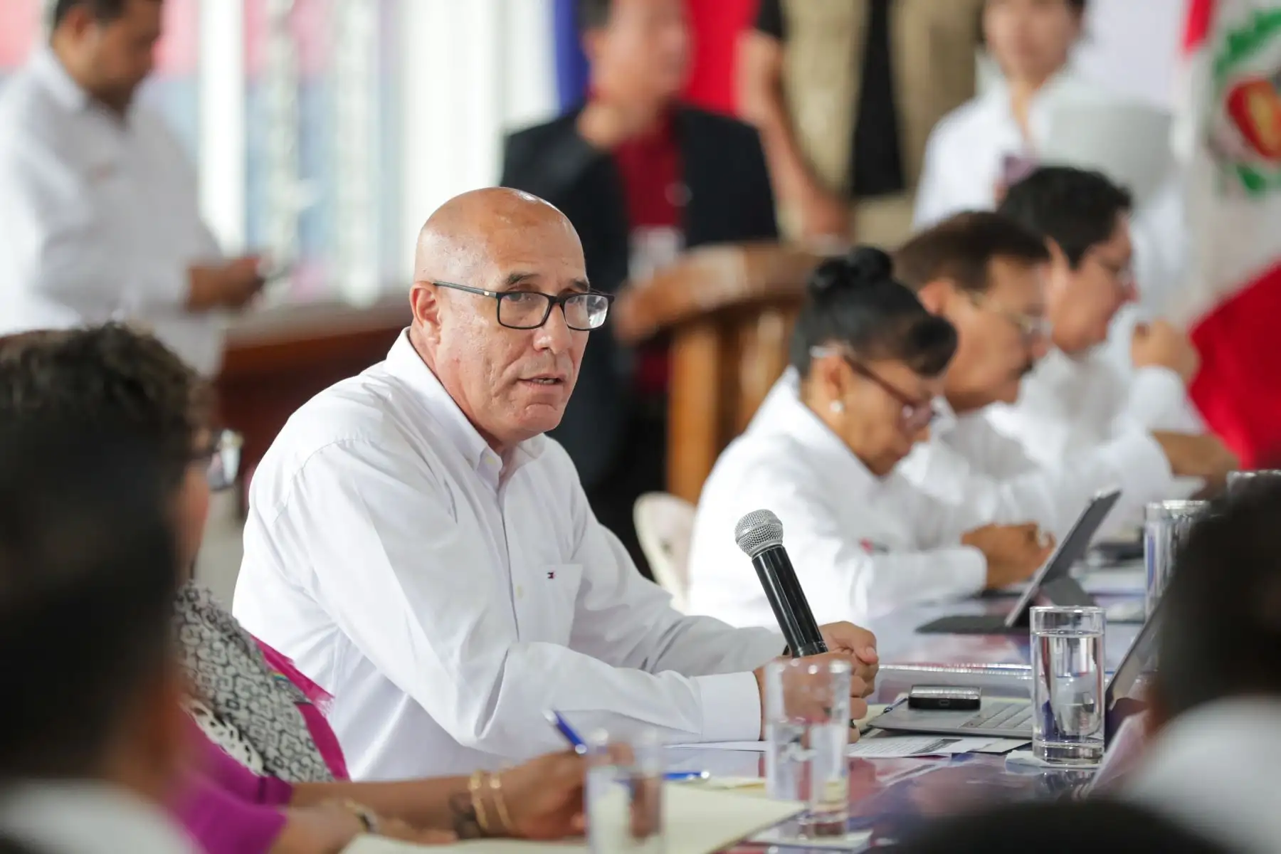 Se desarrolla en Iquitos la mesa de trabajo "Articulación para el desarrollo y la reactivación económica de Loreto", en donde participan el premier Gustavo Adrianzén y los titulares de los ministerios del Interior, Cultura, Transportes y Comunicaciones, y Mujer y Poblaciones Vulnerables, así como el gobernador regional y alcaldes del departamento. Foto: ANDINA/PCM