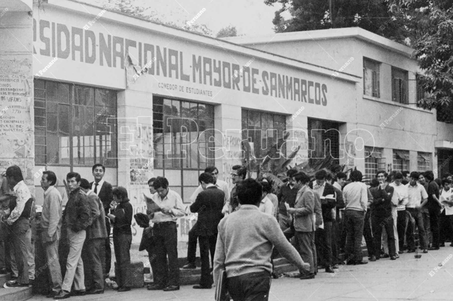 Lima- 16 junio 1972 / Comedor de estudiantes de la Universidad Nacional Mayor de San Marcos.  Foto: Archivo Histórico de El Peruano
