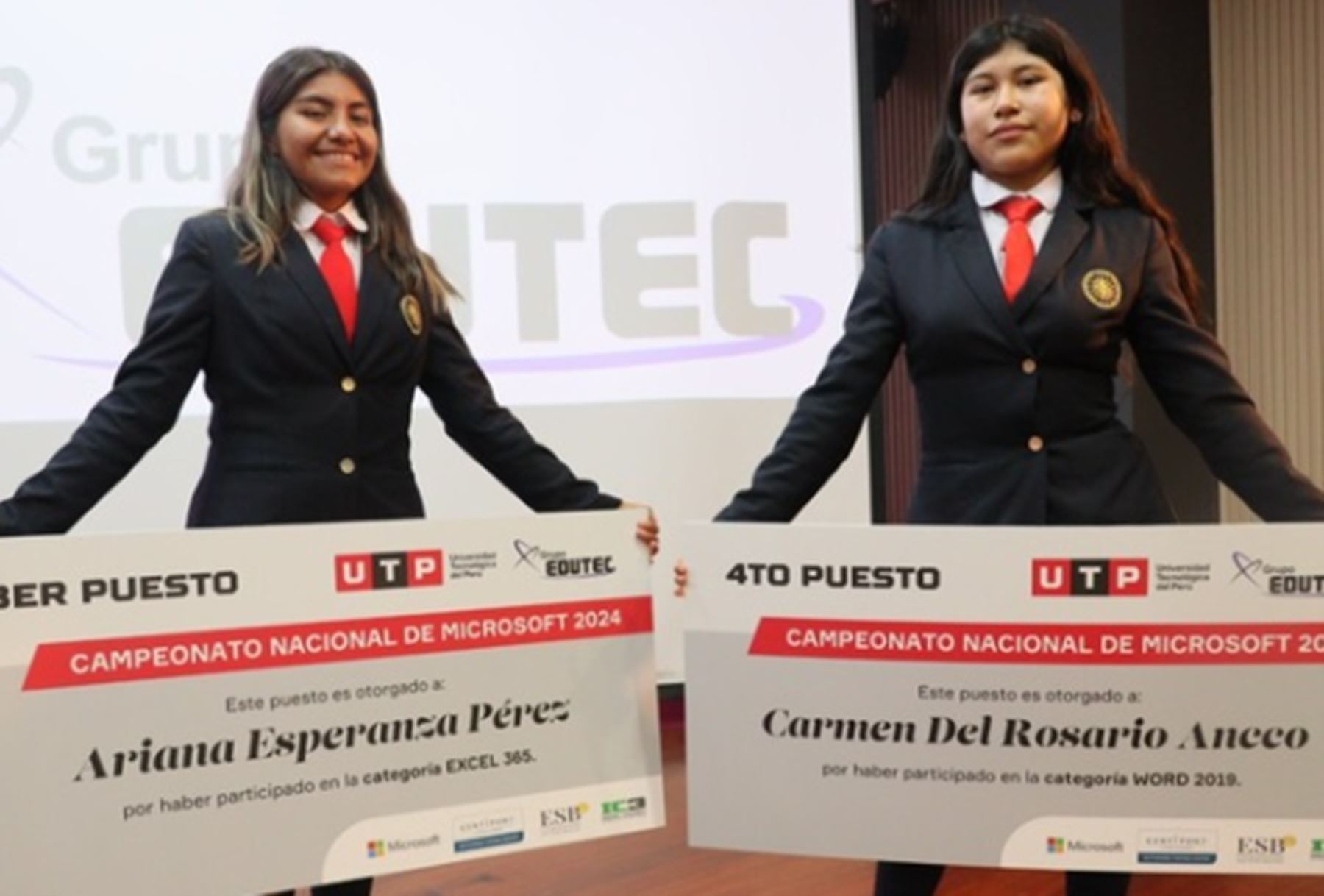 Carmen del Rosario Anco Quispe y Ariana Esperanza Pérez Blas cursan el quinto grado de secundaria del COAR Cusco y competirán en Campeonato Mundial de Microsoft Office en Estados Unidos.