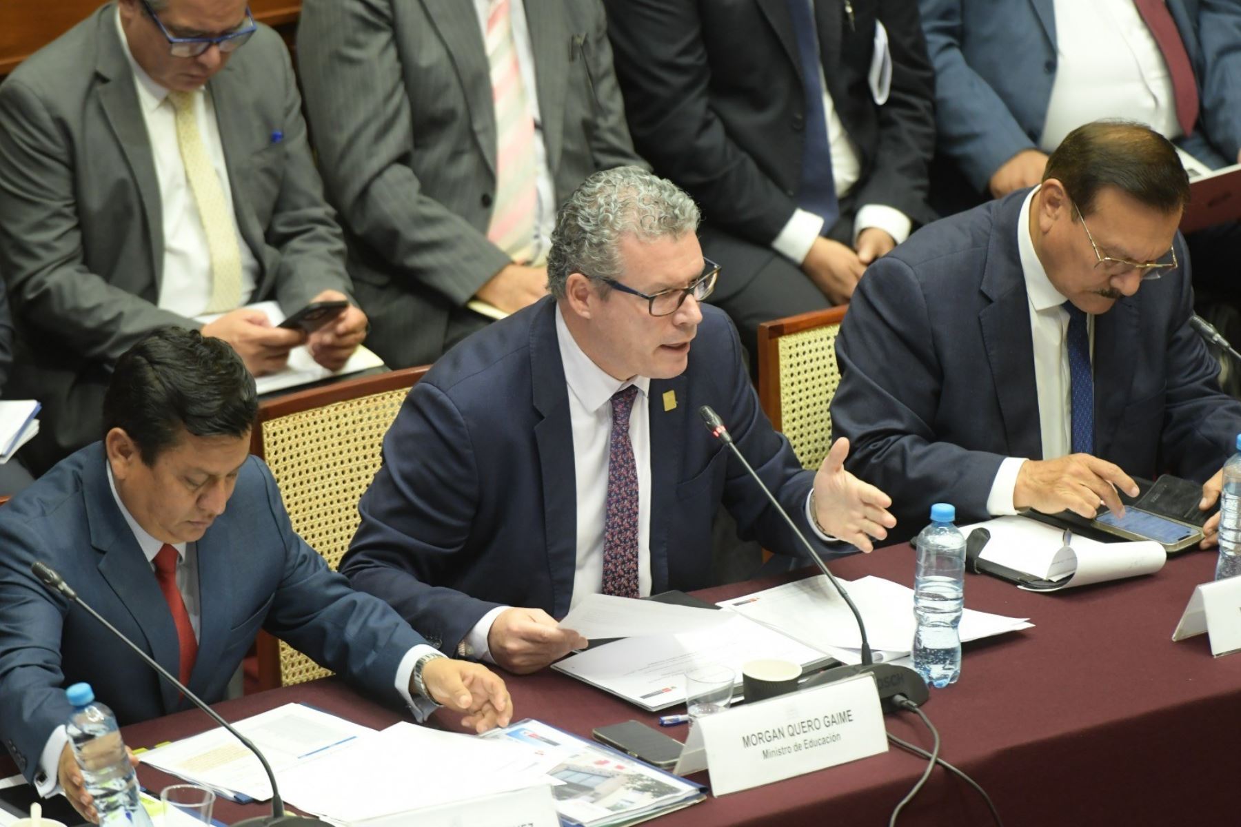 El ministro de Educación, Morgan Quero, en sesión de la Comisión de Presupuesto y Cuenta General de la República del Poder Legislativo. Foto: ANDINA/Difusión.