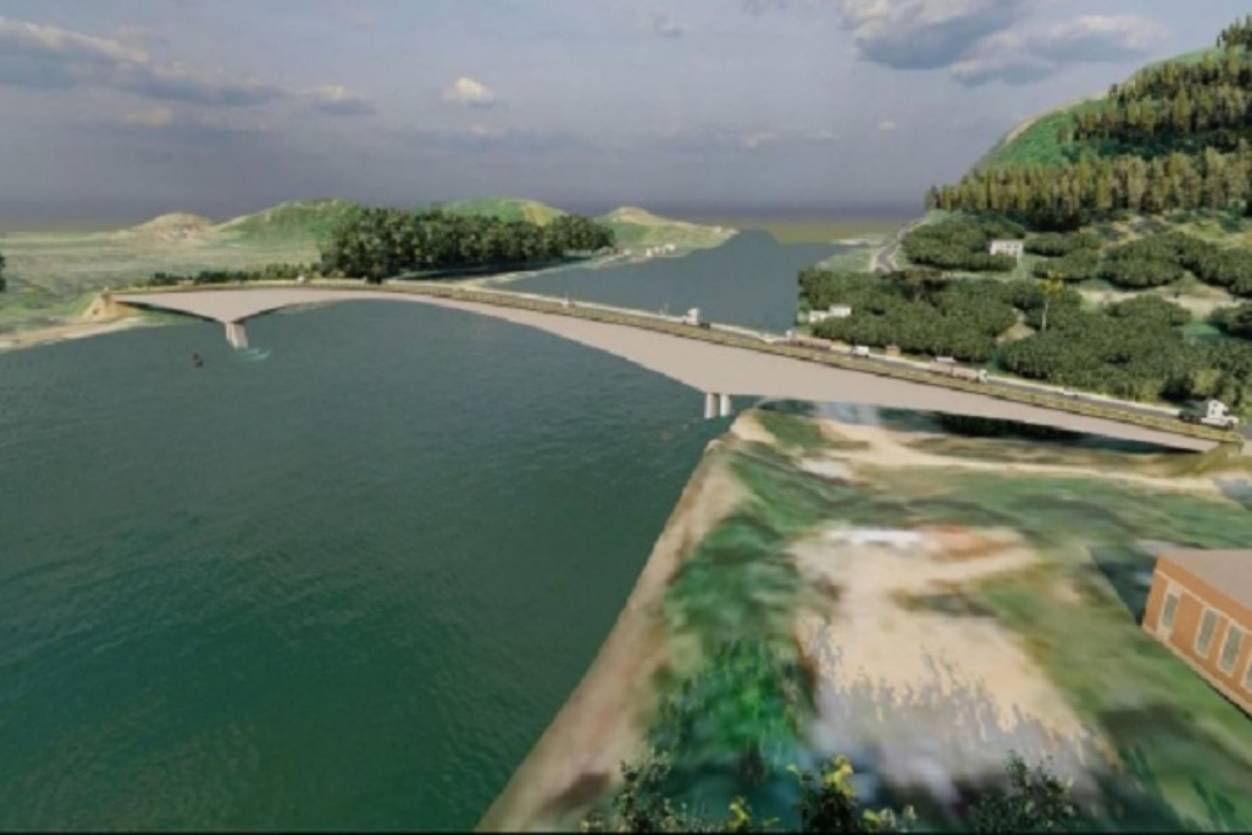 El puente tendrá 510 metros de longitud, doble vía y accesos asfaltados en ambas márgenes del río Huallaga.