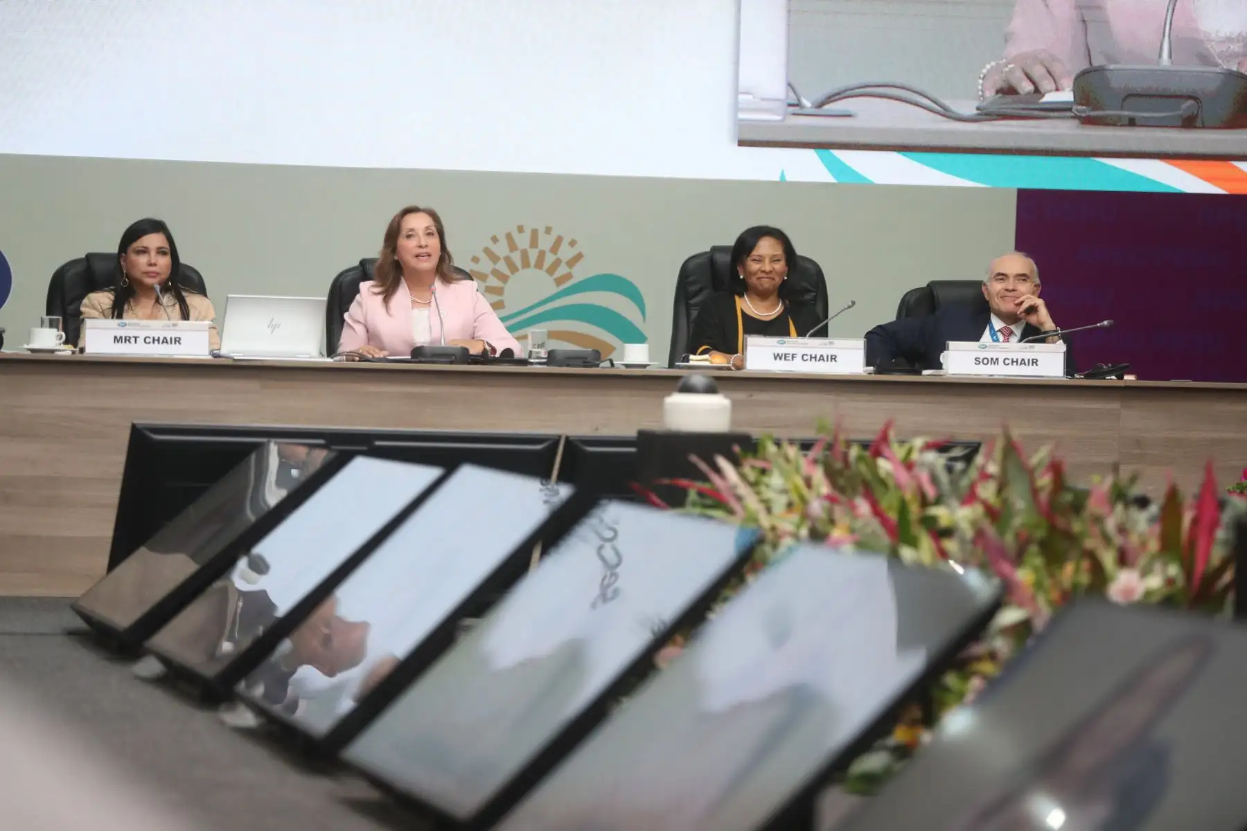 La presidenta Dina Boluarte participa en la reunión de ministras y ministros de los sectores mujer y comercio, integrantes de las 21 economías de APEC Asia Pacífico, realizada en Arequipa.
Foto: ANDINA/ Prensa Presidencia