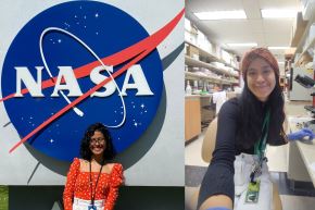 La joven investigadora Thalía Leyton Reto se encuentra en NASA como investigadora asociada, y previamente realizó una pasantía en la Universidad de Alberta, en Canadá (derecha).