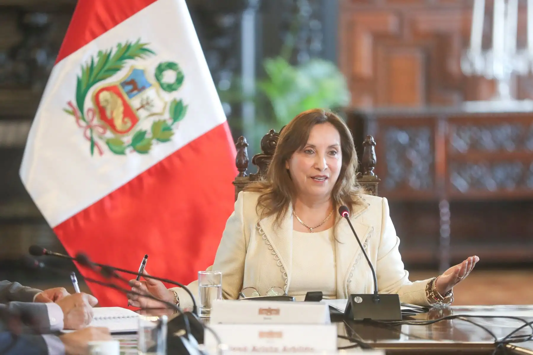 La presidenta Dina Boluarte sostuvo una reunión de trabajo, en Palacio de Gobierno, con alcaldes provinciales y distritales de las provincias de Pataz y Sánchez Carrión, de La Libertad. 
Foto: ANDINA/Prensa Presidencia