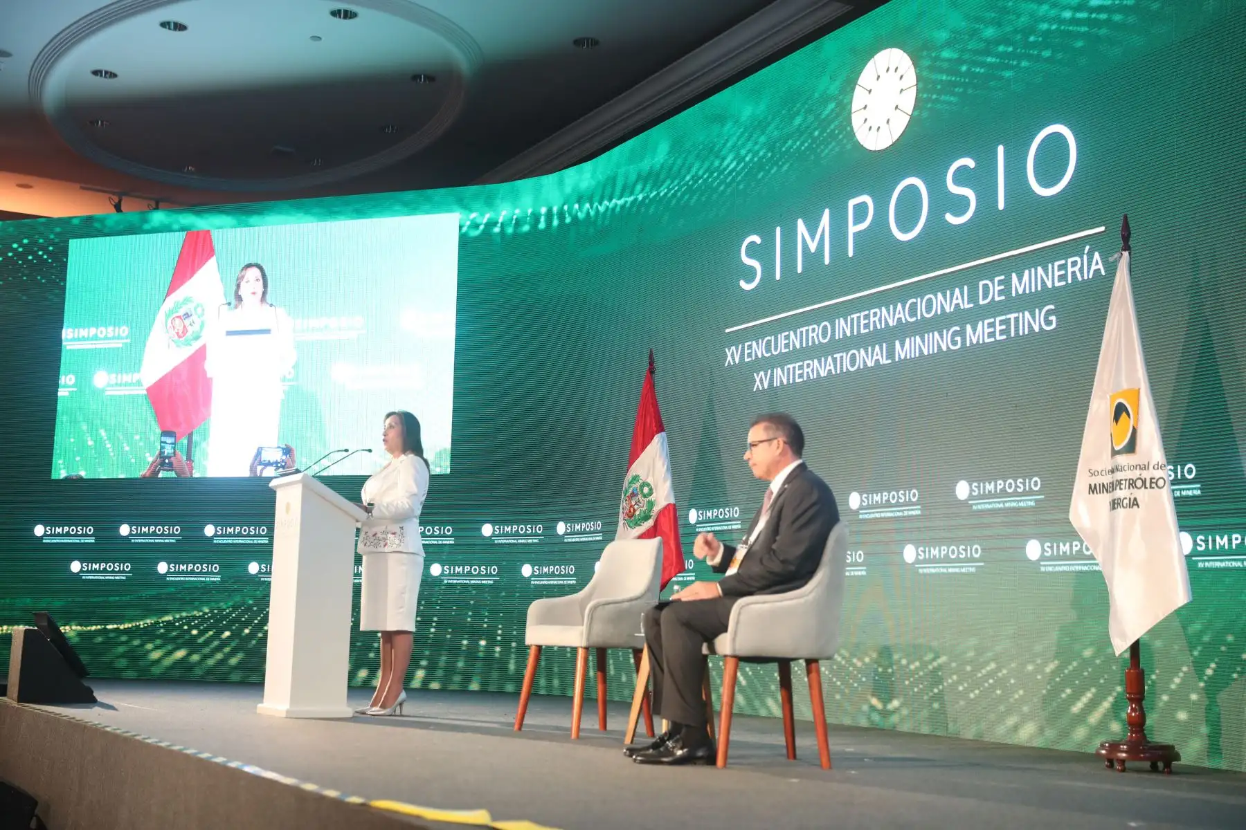 La jefa de Estado, Dina Boluarte, inauguró Simposio - XV Encuentro Internacional de Minería.
Foto: ANDINA/ Prensa Presidencia