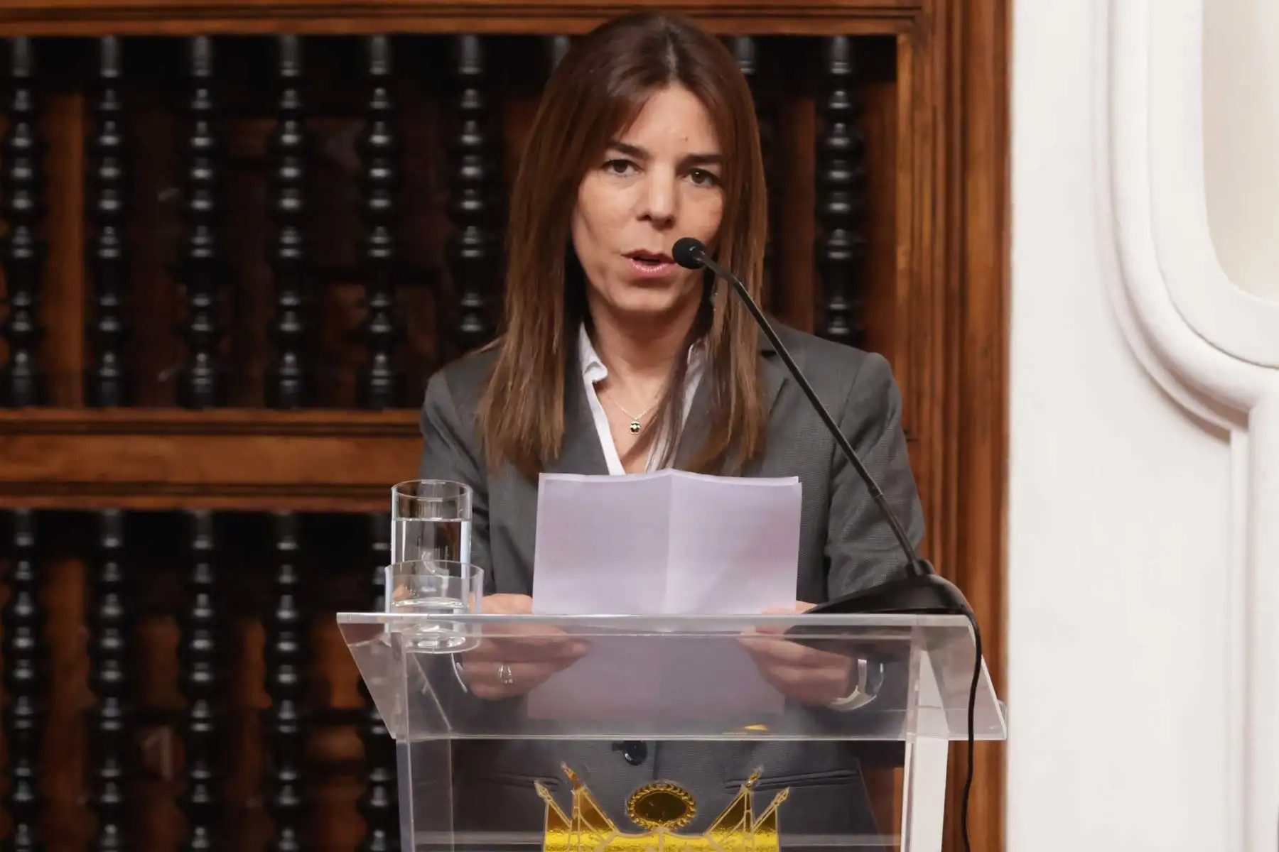 La directora de Women in Tech Peru, Marcela Olivieri, participa en el lanzamiento del programa "Certificados de Carrera de Google". Foto: ANDINA/ Luis Iparraguirre