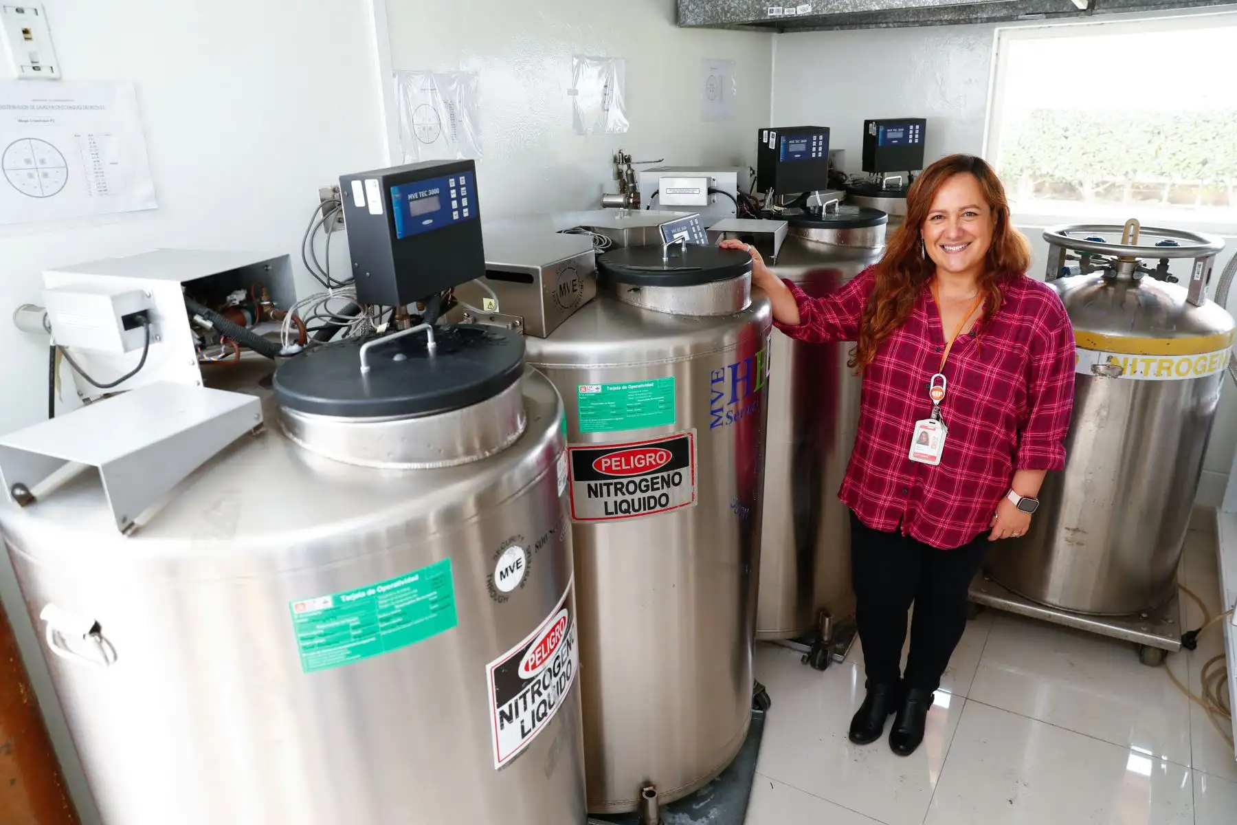 Este es el criobanco de papas y camotes del Banco de Germoplasma del Centro Internacional de la Papa, cuyos tanques almacenan y preservan ejemplares de los tubérculos a muy bajas temperaturas, a -196 grados. Foto: ANDINA/Daniel Bracamonte