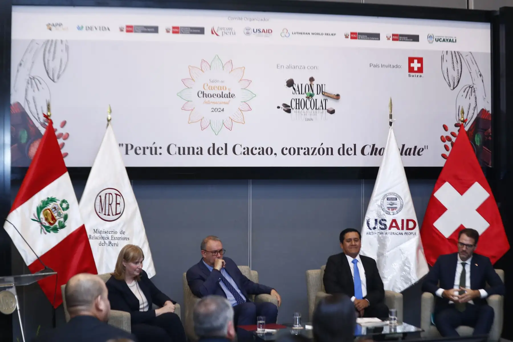 Desde la sede principal del Ministerio de Relaciones Exteriores se realizó el lanzamiento oficial del Salón del Cacao y Chocolate Internacional 2024, con la participación de autoridades públicas. Foto: ANDINA/Daniel Bracamonte