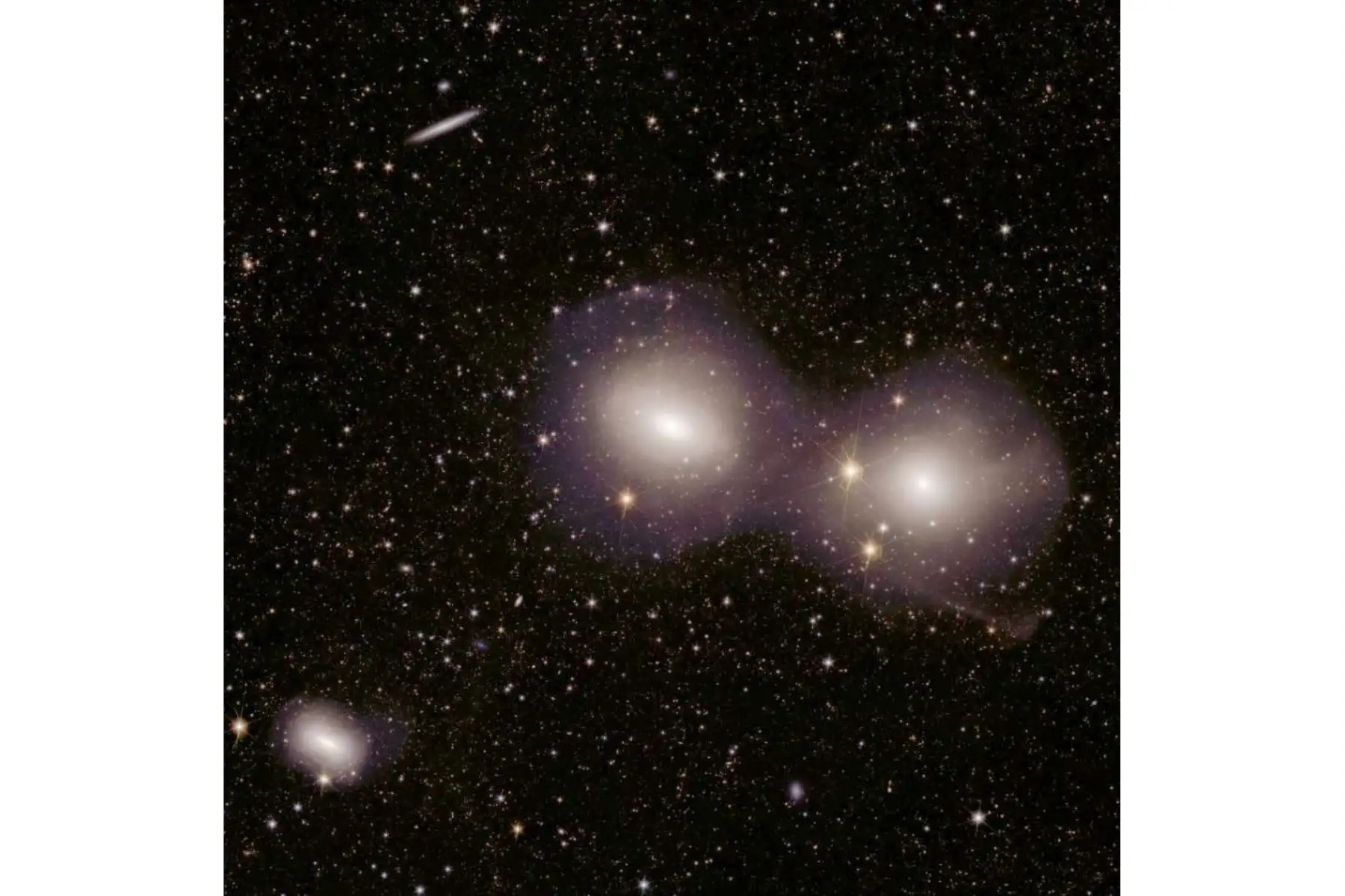 Aquí, Euclid capta las galaxias que están evolucionando y fusionándose «en acción» en el grupo de galaxias de Dorado, que tiene hermosas colas de marea y envolturas como resultado de las interacciones que se están produciendo. Los científicos están utilizando este conjunto de datos para estudiar cómo evolucionan las galaxias, mejorar nuestros modelos de la historia cósmica y comprender cómo se forman las galaxias dentro de halos de materia oscura. Foto: ANDINA/Agencia Espacial Europea