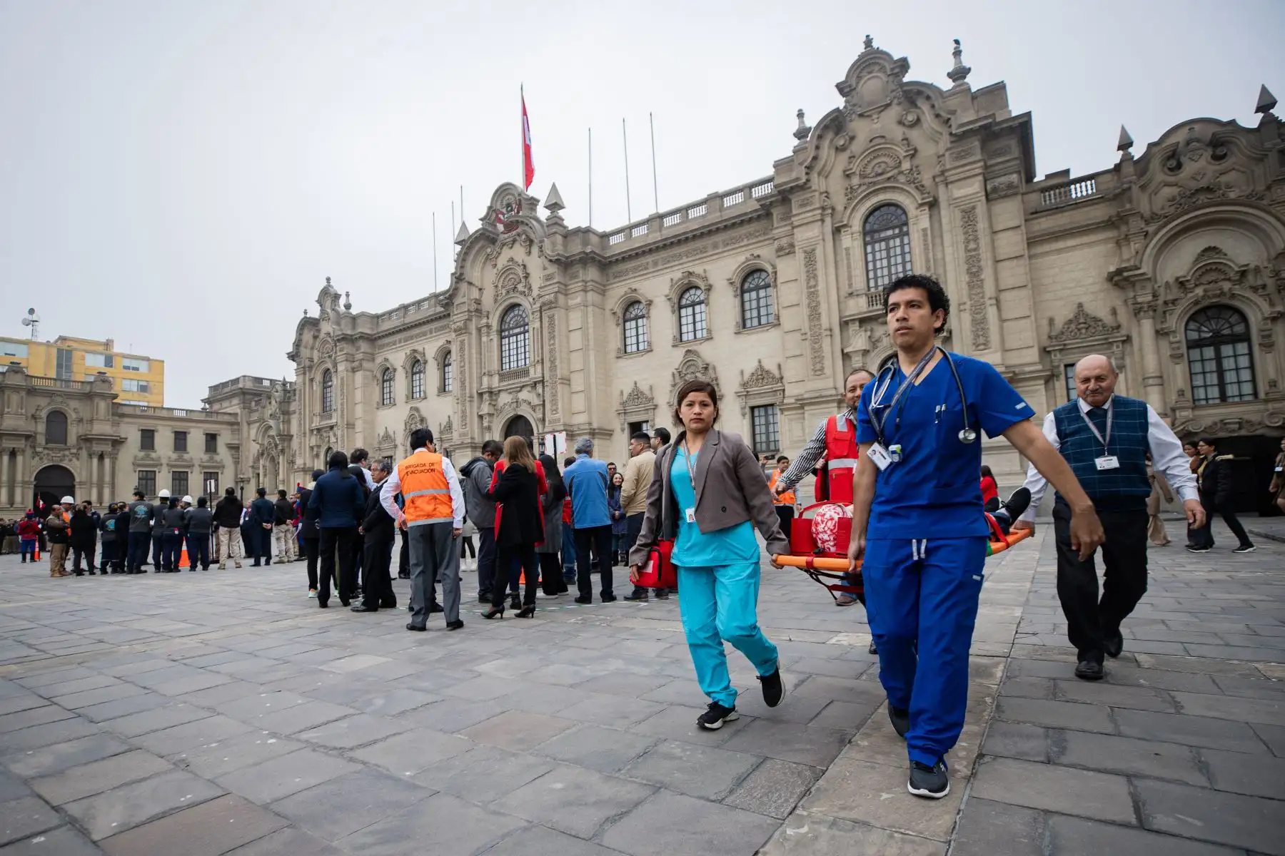Palacio de Gobierno participa del Primer Simulacro Nacional Multipeligro 2024. Foto: ANDINA/Prensa Presidencia