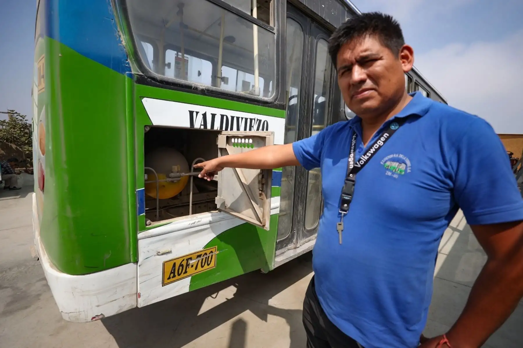 Vehículo pesado de transporte de pasajeros impulsado con GNV. Foto: Cortesía.