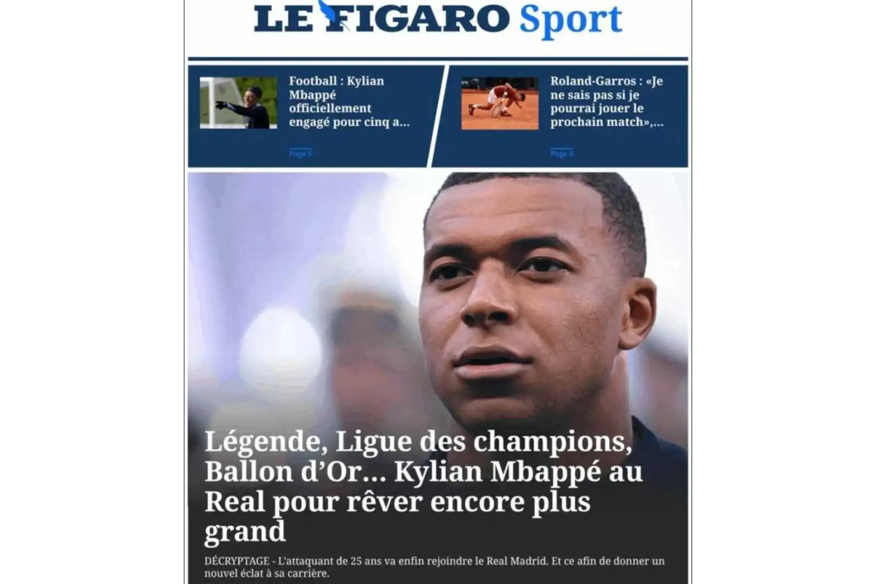 La prensa internacional reacciona al fichaje de Mbappé. Foto: Captura TV