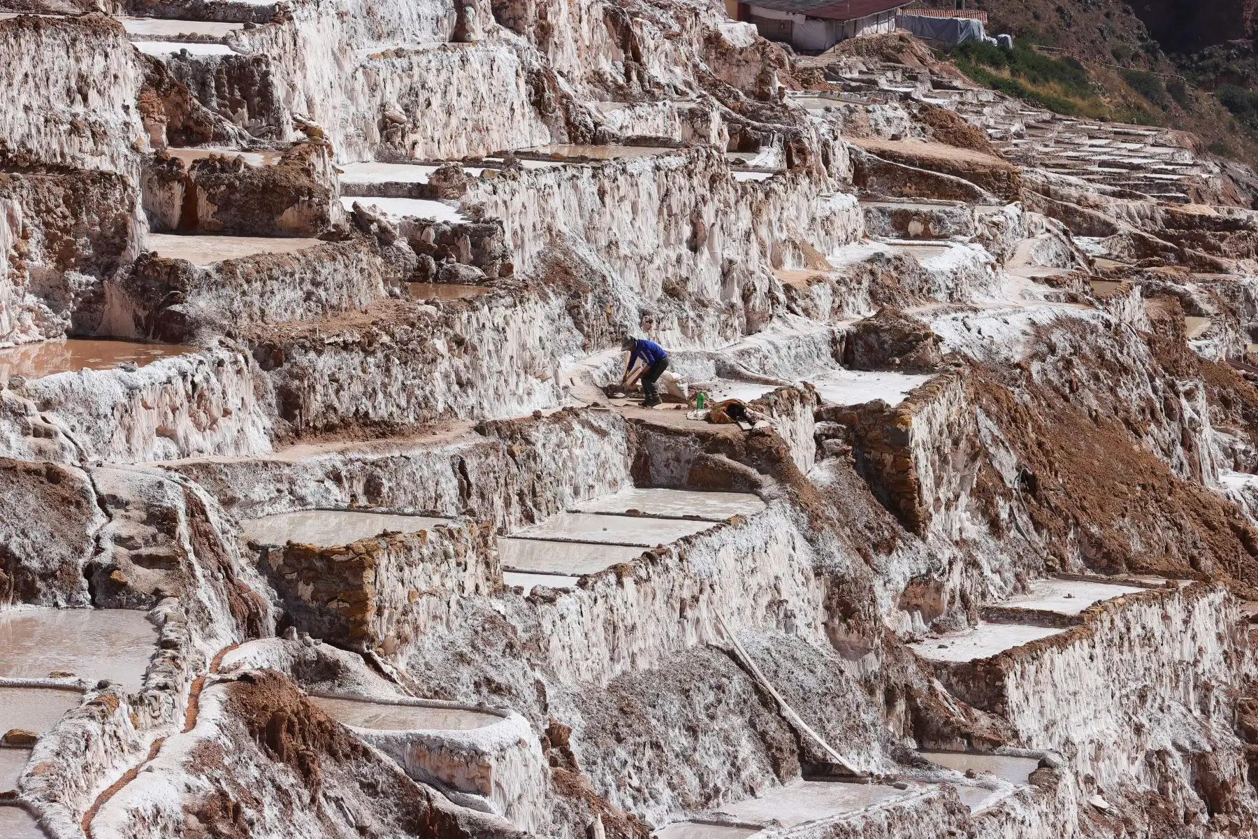 Empleando una técnica ancestral, comunidades cusqueñas extraen el cotizado mineral. Las Salineras de Maras fueron inscritas en 2019 en la Lista Indicativa del Patrimonio Mundial de la Convención de la Unesco como bien cultural y testimonio único o “excepcional” de una tradición cultural. ”. Foto: ANDINA/ Melina Mejía