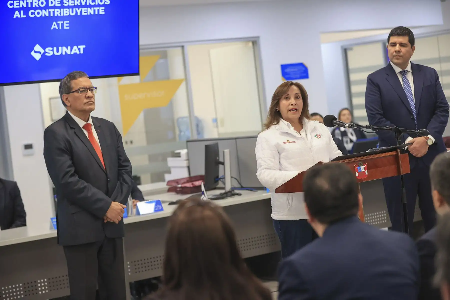 La presidenta Dina Boluarte Zegarra participa en la inauguración del nuevo Centro de Servicios al Contribuyente de Sunat.  Foto: ANDINA/Prensa Presidencia