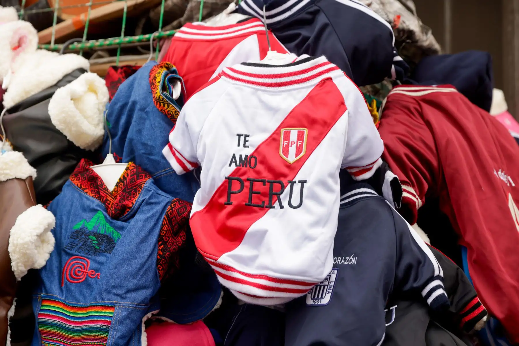 Diseños como la camiseta de Perú, con el slogan que hizo famoso el Chorri Palacios se ofrecen a cómodos precios. Foto: ANDINA/Luis Iparraguirre