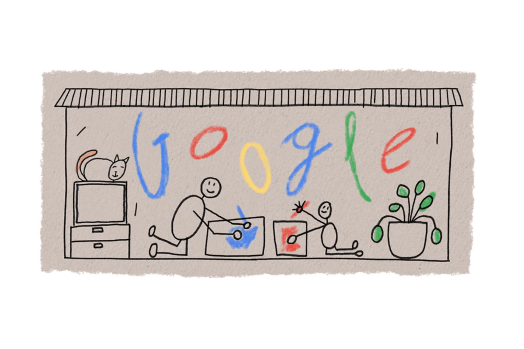 El doodle del Día del Padre se conecta con el diseño del Día de la Madre.