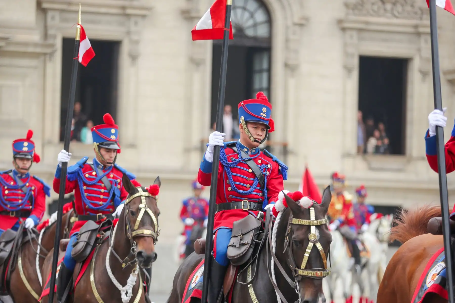 Tradicional Cambio de Guardia, en el Patio de Honor de Palacio de Gobierno. Foto: ANDINA/Prensa Presidencia