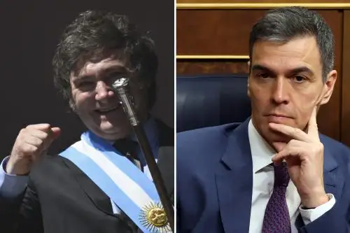 Presidente de Argentina, Javier Milei, y jefe del Ejecutivo español, Pedro Sánchez.