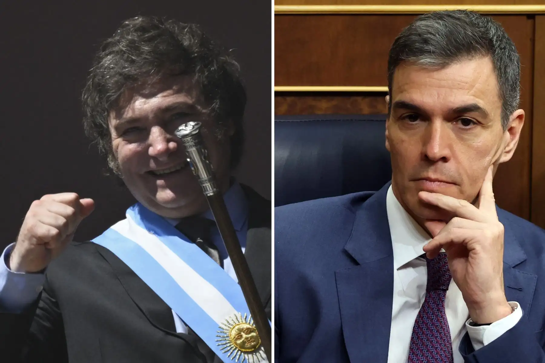 Presidente de Argentina, Javier Milei, y jefe del Ejecutivo español, Pedro Sánchez.