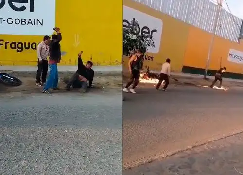 Vecinos de Trujillo golpearon y prendieron fuego a un presunto delincuente cansados de los continuos robos que se registran en la zona. ANDINA/Difusión