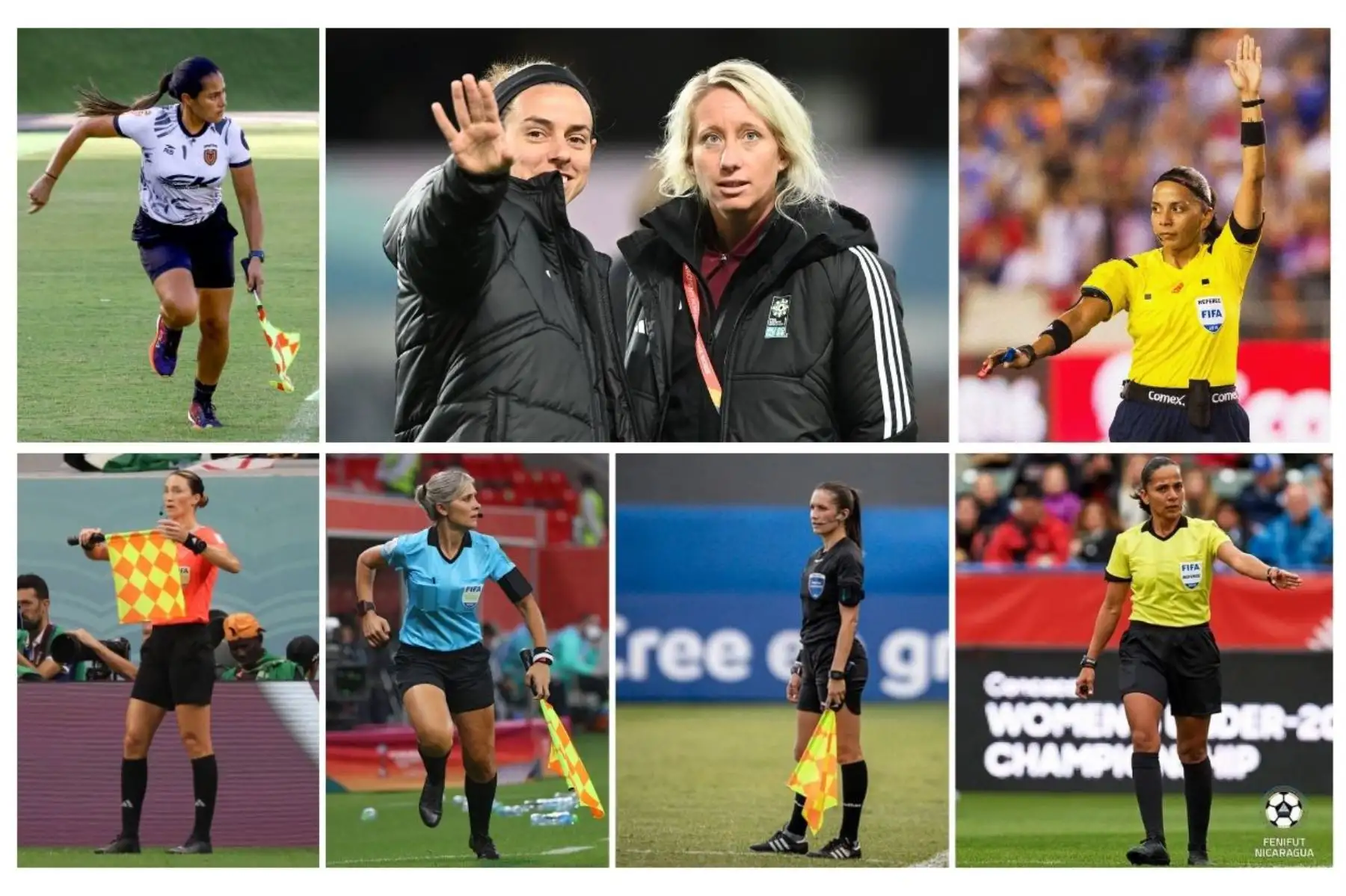 Por muchos años las mujeres han luchado por hacerse de un espacio en los deportes élites, como el fútbol; ahora, un grupo de grandes profesionales femeninas, se abren campo como las "mujeres de negro" en el campeonato de naciones más importante del continente. Foto: Composición hecha con fotos de AFP e Internet