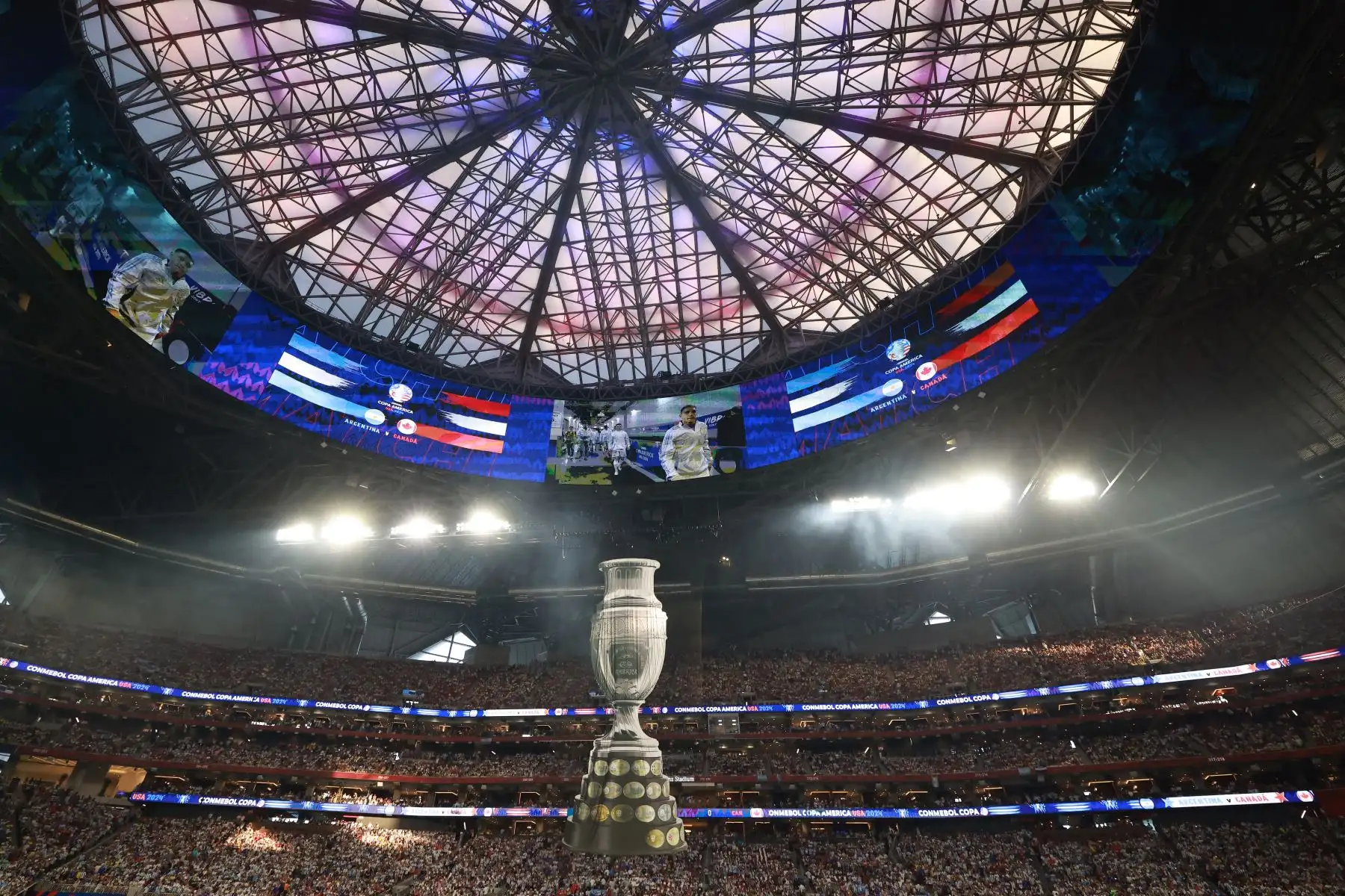 Vista general del Estadio Mercedes-Benz antes del partido del grupo CONMEBOL Copa América A entre Argentina y Canadá en el Estadio Mercedes-Benz el 20 de junio de 2024 en Atlanta, Georgia. Foto: AFP
