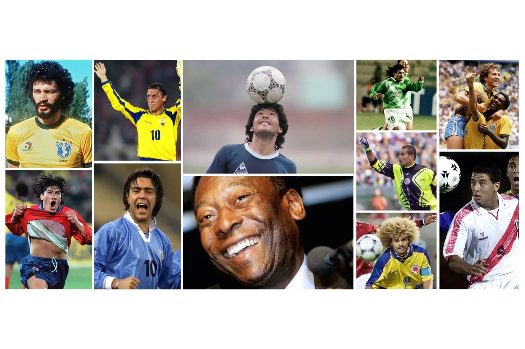 Maradona y Pelé, dos titanes de la historia del fútbol mundial que se disputan, junto con Lionel Messi, el título del "mejor jugador de la historia", pero ¿pueden creer que ninguno de los dos ganó la Copa América? Pues no solo ellos. Conoce a las otras estrellas del fútbol sudamericano que jamás alzaron la copa continental. Foto: Composición hecha con fotos de AFP