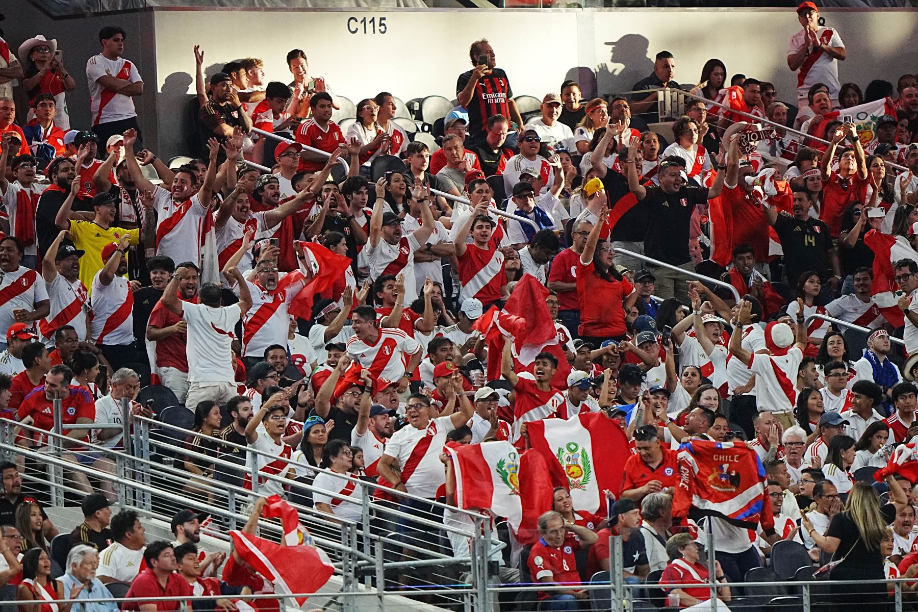 La Hinchada peruana alienta a la selección durante el partido ante el cuadro chileno en Copa América 2024