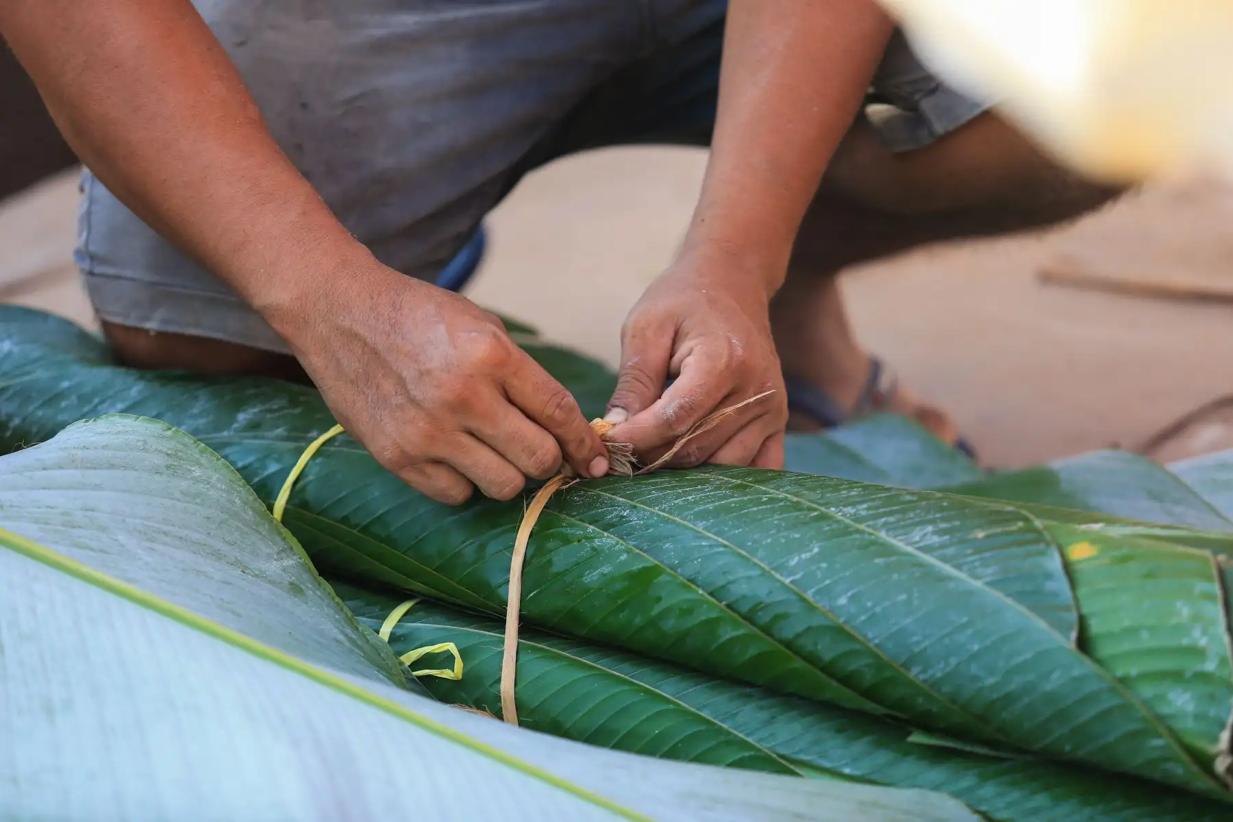 Los juanes se envuelven en hojas de plátano o bijao para cocinarlos lentamente. Foto: ANDINA/Braian Reyna