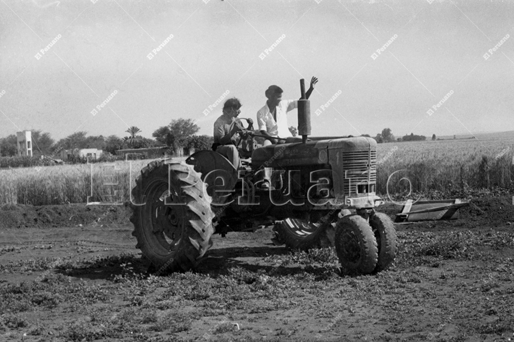 Ica - 16 noviembre 1978 / Agricultores en tractor en la Cooperativa Agraria de Producción José Carlos Mariátegui. Foto: Archivo Histórico de El Peruano / Virgilio Molero