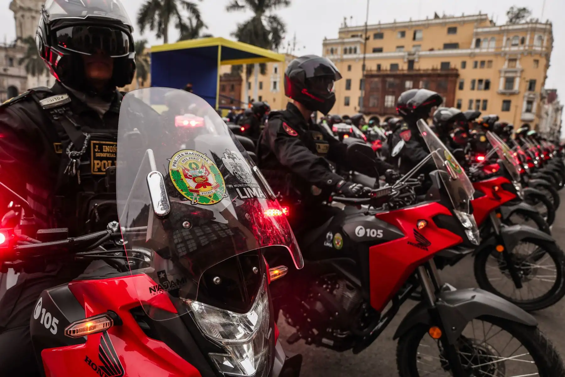 Segunda flota de motos que entregó la Municipalidad de Lima a la Policía Nacional del Perú con el objetivo de combatir la delincuencia. 
Foto: ANDINA/Connie Calderon
