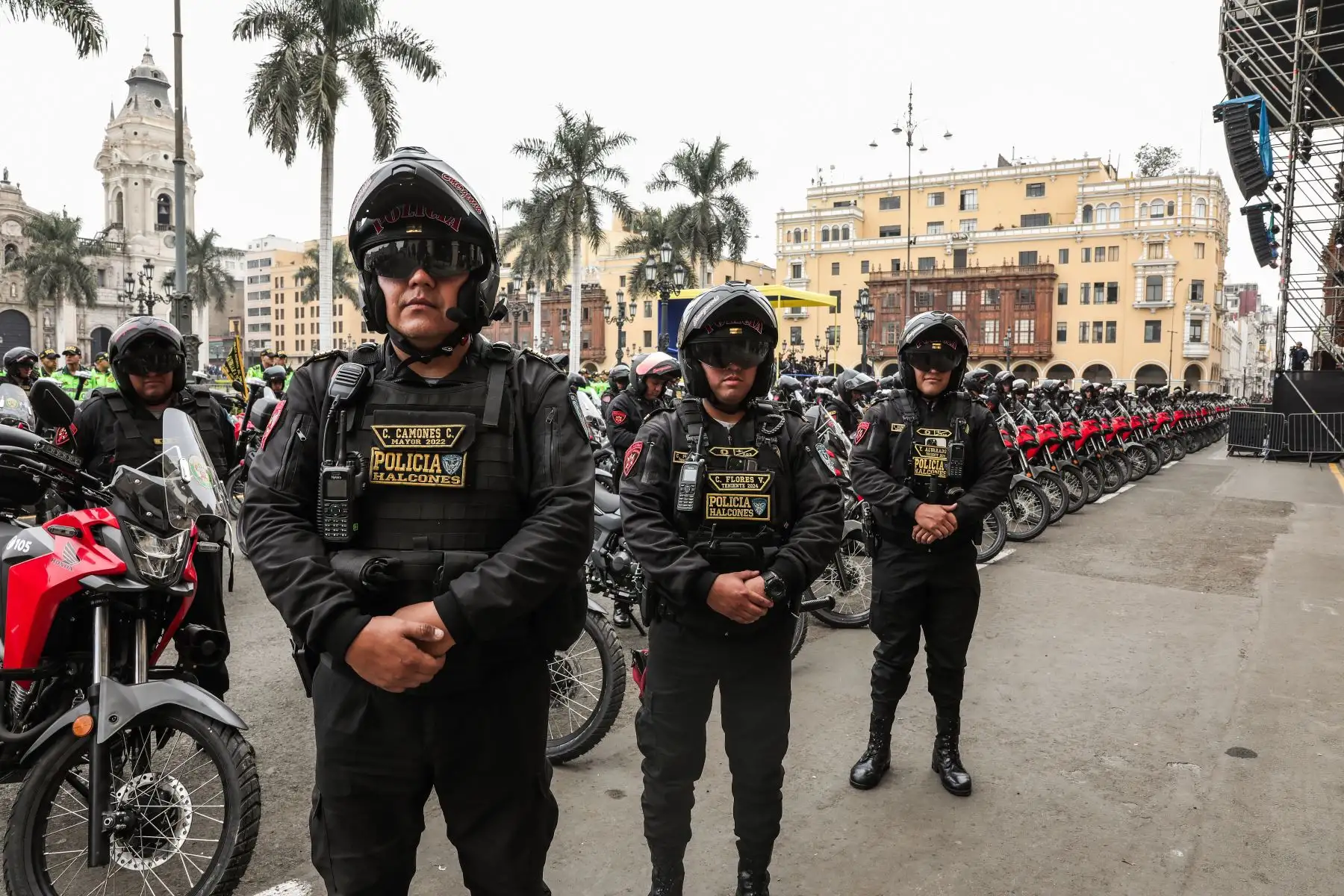 Policías reciben la segunda flota de motos que adquirió la Municipalidad de Lima para combatir la delincuencia. 
Foto: ANDINA/Connie Calderon