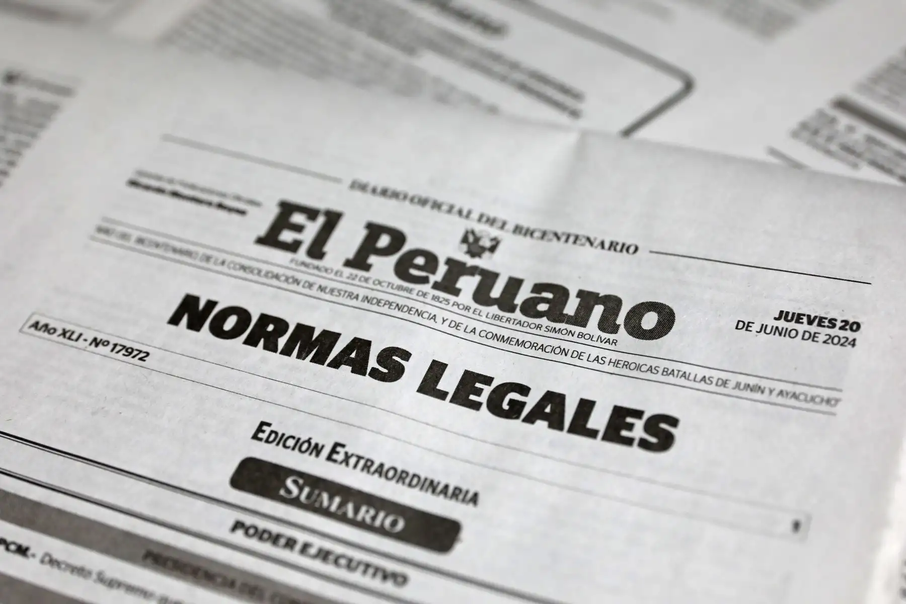 Normas Legales del Diario Oficial El Peruano (imagen referencial). Foto: ANDINA