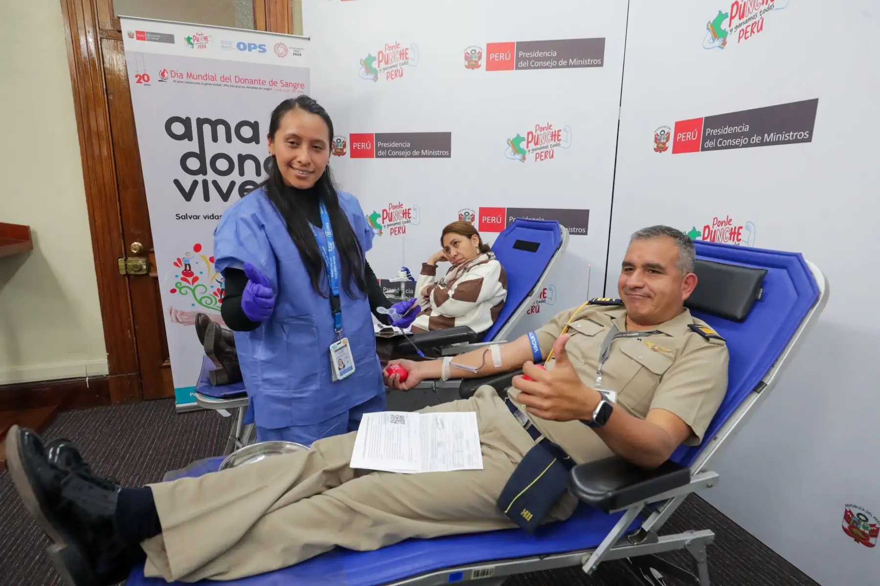 Personal de la PCM participó en campaña de donación de sangre para niñas y niños que se atienden en el Instituto Nacional de Salud del Niño de San Borja. Foto: ANDINA/ PCM