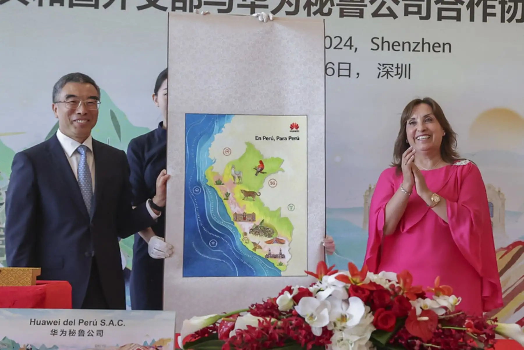 La Presidenta de la República participa en la firma de convenio con Huawei y lidera reuniones en el marco del Viaje de Estado a China. Foto: ANDINA/ Prensa Presidencia