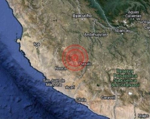 Un sismo de magnitud 3.7 se registró esta mañana en Puquio, en la provincia de Lucanas, región Ayacucho.