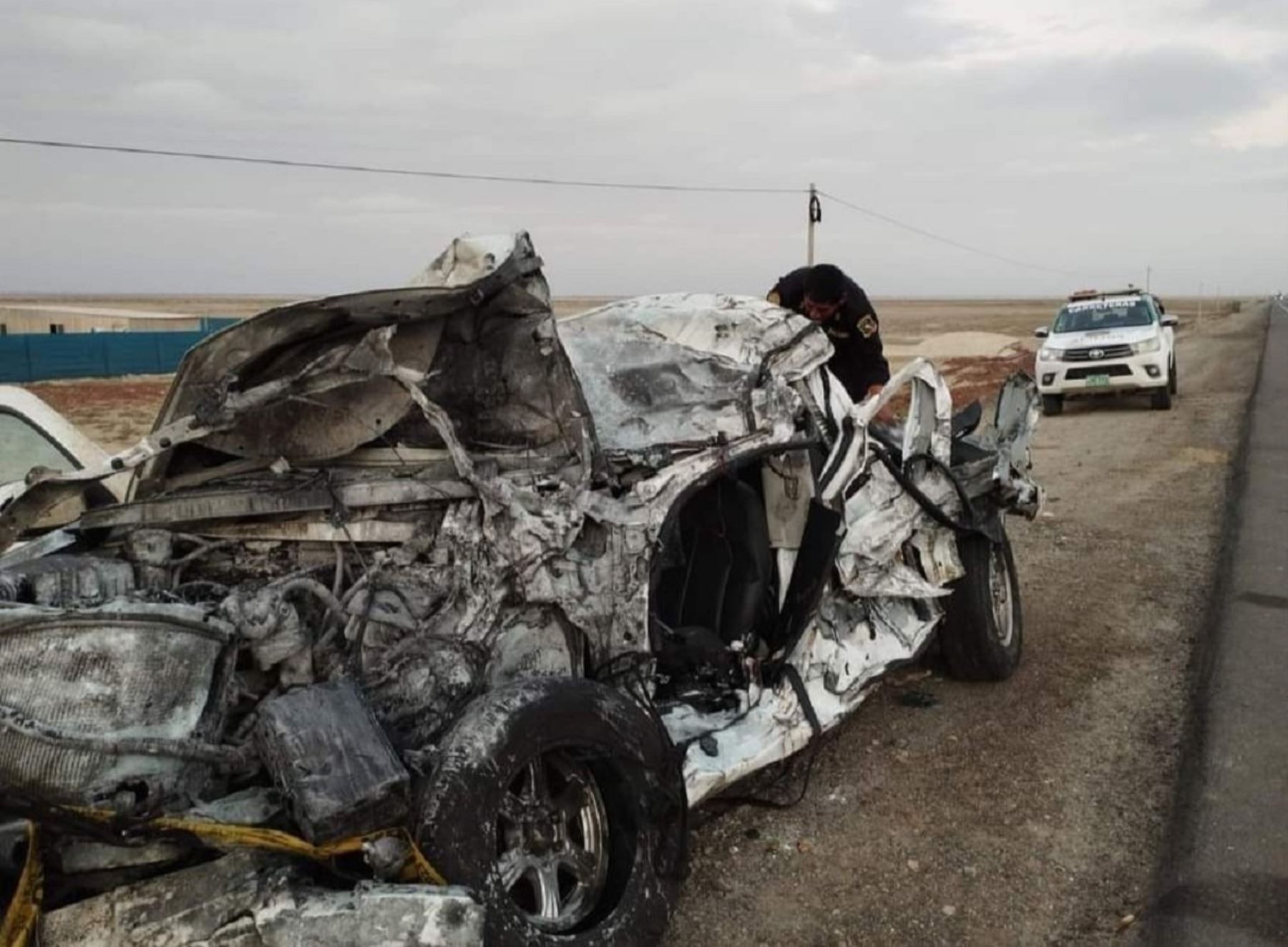 Trágico accidente en Lambayeque. Un fatídico choque entre una camioneta y un tráiler deja un muerto en la carretera Panamericana Norte. ANDINA/Difusión