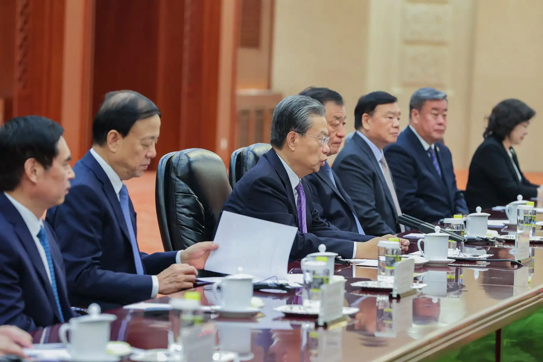 La jefa de Estado se reunió con el presidente del Comité Permanente de la Asamblea Popular Nacional, Zhao Leji. Foto: ANDINA/Prensa Presidencia