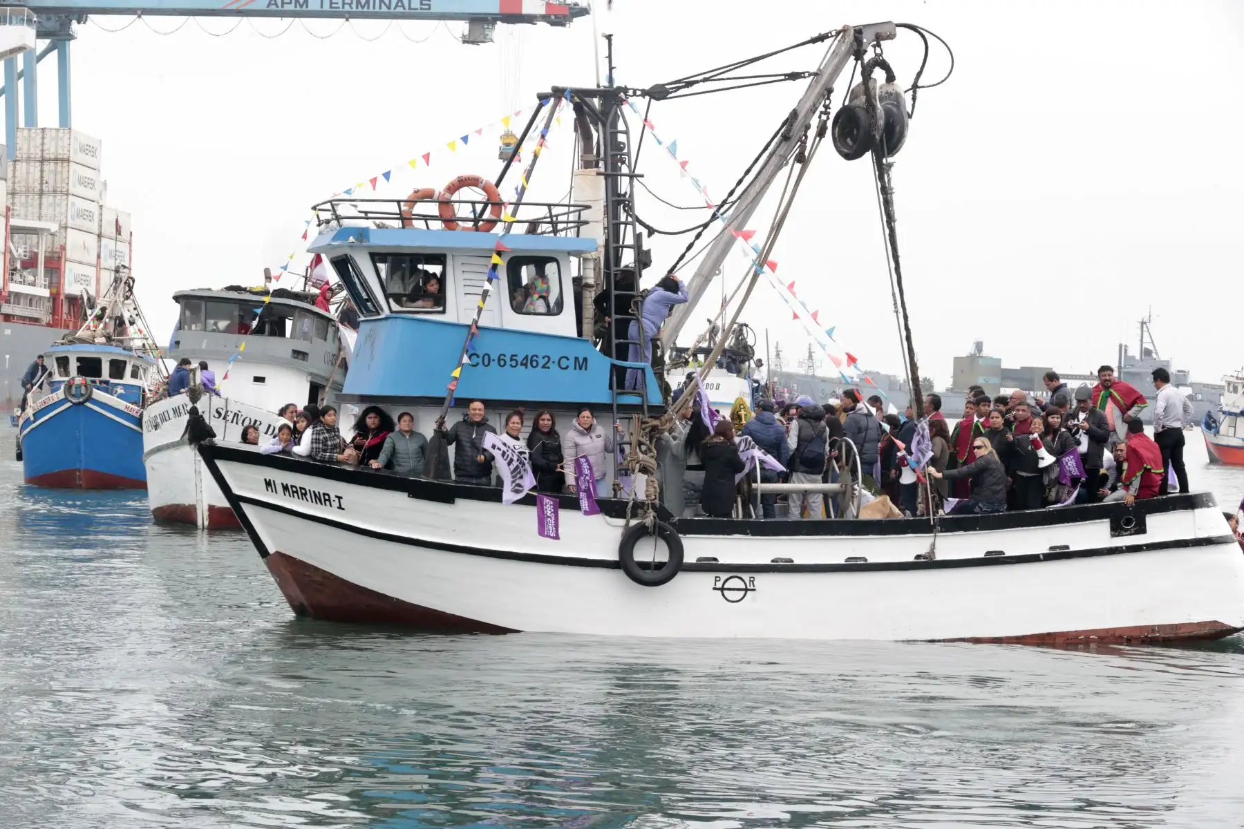 Gobierno Regional del Callao celebra  el Día de San Pedro y San Pablo y rendirá homenaje al Pescador en su día. Se trata de una peregrinación en el mar, con la participación de cerca de 50 botes, lanchas, deslizadores y embarcaciones de pescadores . Foto: ANDINA/Vidal Tarqui