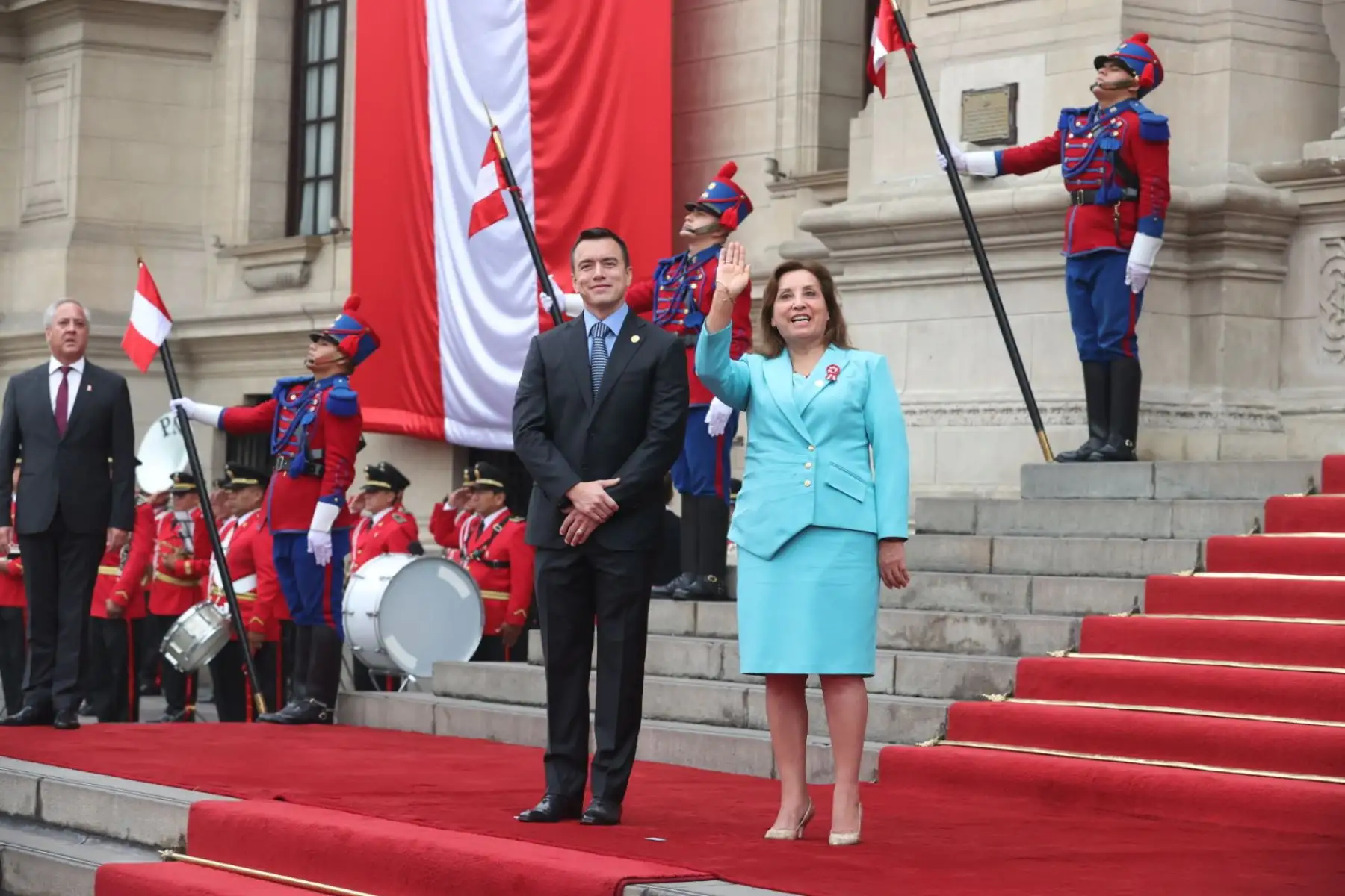 El presidente de Ecuador, Daniel Noboa, llegó a Palacio de Gobierno para participar del Encuentro Presidencial y XV Gabinete Binacional Perú – Ecuador. Foto: ANDINA/Juan Carlos Guzmán