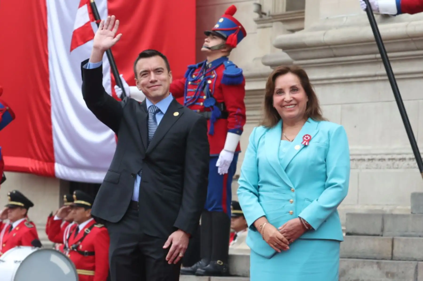 El presidente de Ecuador, Daniel Noboa, llegó a Palacio de Gobierno para participar del Encuentro Presidencial y XV Gabinete Binacional Perú – Ecuador. Foto: ANDINA/Juan Carlos Guzmán