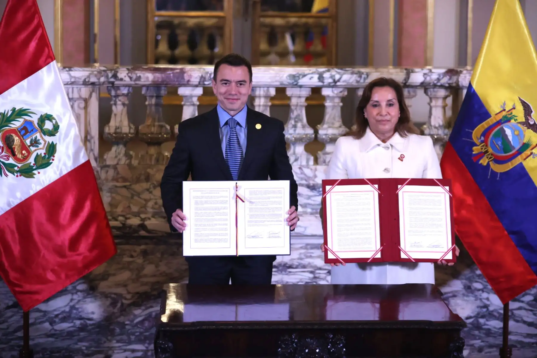 La presidenta Dina Boluarte dijo hoy que durante el XV Gabinete Ministerial Perú –Ecuador hubo un diálogo productivo y orientado a resultados concretos, a fin de priorizar el desarrollo y el bienestar de las poblaciones de ambos países y alcanzar nuevos niveles de colaboración e integración. 
Foto: ANDINA/Juan Carlos Guzmán