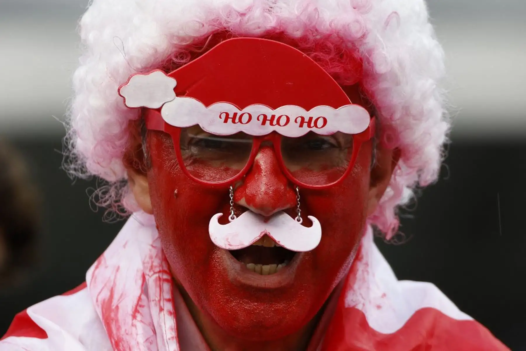 Un aficionado de Canadá con la cara pintada reacciona antes del partido de fútbol semifinal del torneo Conmebol Copa América 2024 entre Argentina y Canadá en el estadio MetLife, 
Foto: AFP
